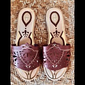 Tory Burch Slide Sandals -11 brown/red cutout